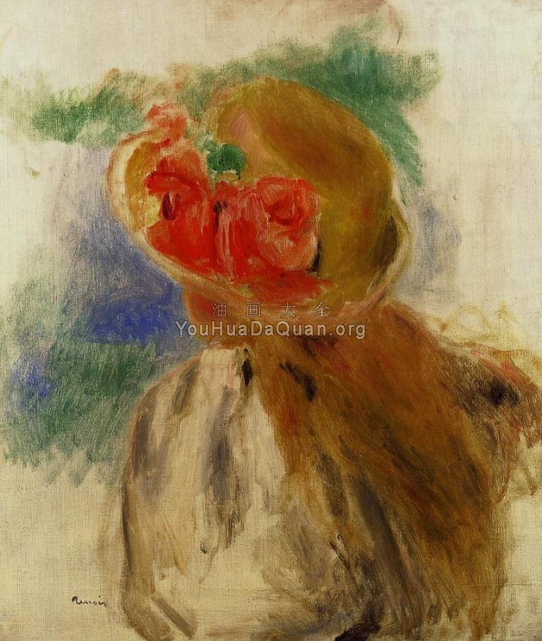 Young Girl in a Flowered Hat - 皮埃尔·奥古斯特·雷诺阿